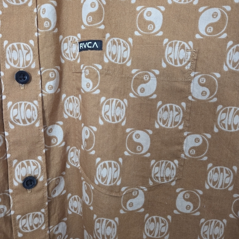 Brown Patterned RVCA Men's Shirt - Picture 6 of 9